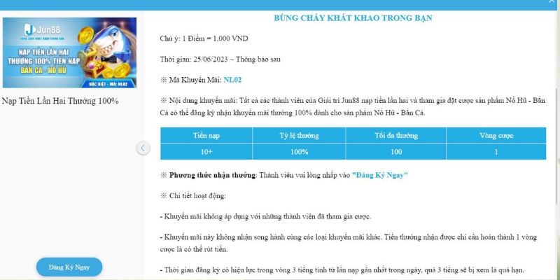 Nạp cược từ 10+ nhận thưởng nạp 100% tiền